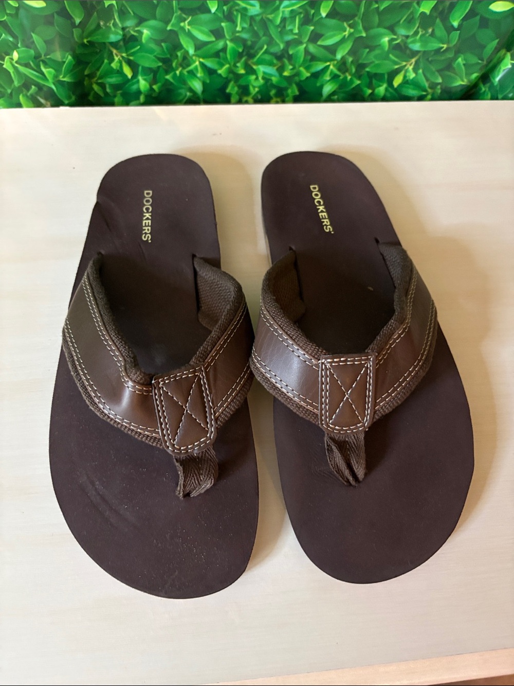 Dockers Brown Men's Leather Thong Sandals